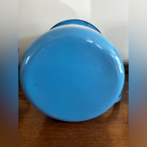 Vintage large enamelware mug with lid camping soup mug graniteware French blue - Picture 14 of 14